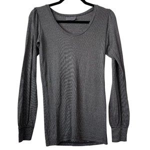Michael Stars Gunmetal Shine Long Sleeve tee Scoop Neck Dressy t-shirt OS